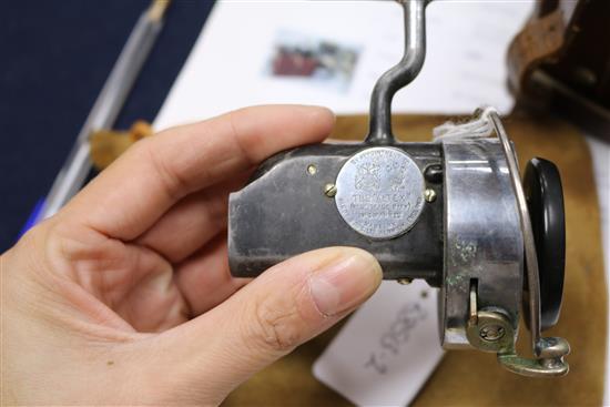 The ALTEX No 1 Mark IV Hardy Bros. reel, one other reel and other fishing equipment